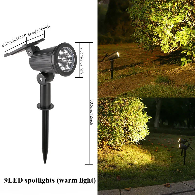9 LED Solar Spot Light Outdoor Waterproof Spotlights Solar Garden Lights Landscape Lighting Decoration Pathway Lawn Lamp