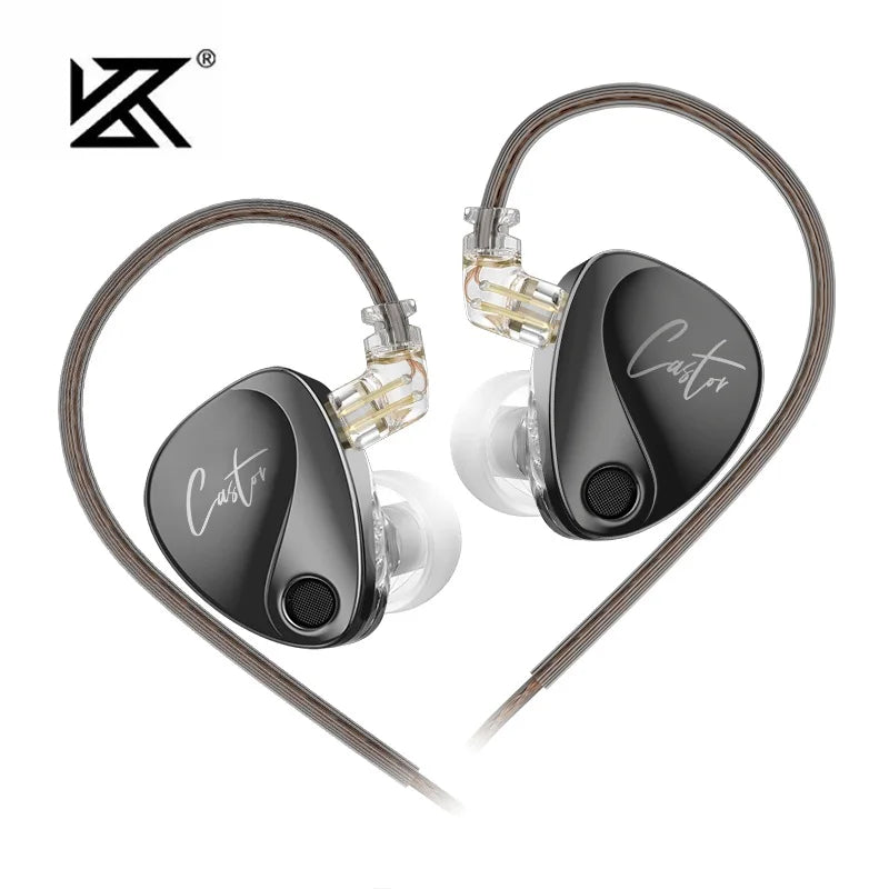 KZ Castor Wired Earphones HIFI Stereo Bass Music Tuning Headphones Monitor Stage Live Sport Earbuds Gaming Headset PK Krila D-Fi