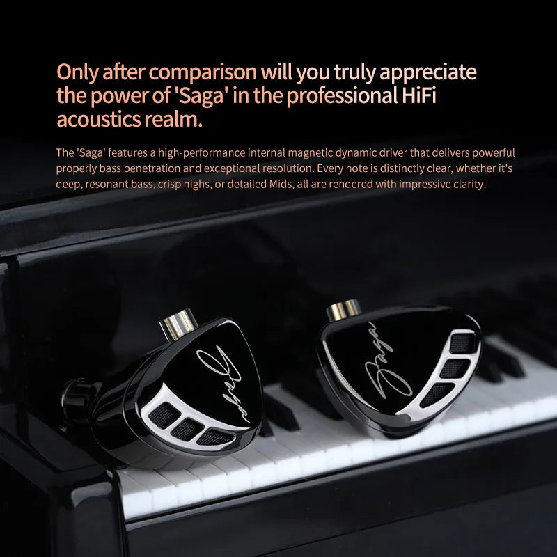 KZ Saga In Ear Earphones Two Different Tuning Music Headphones HiFi Stereo Bass Earbuds Sport Gaming Headset 2PINS Cable
