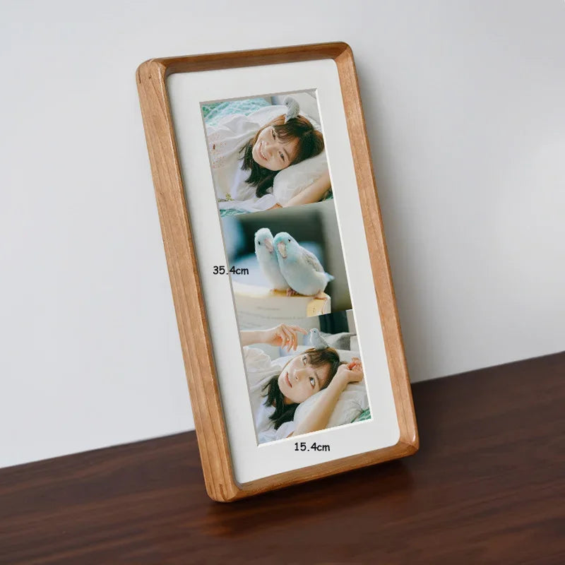 Premium Solid Wood Triple Photo Frame Round Corner Hanging Display Frame for Couples, Children, Picture Frame for Home Décor