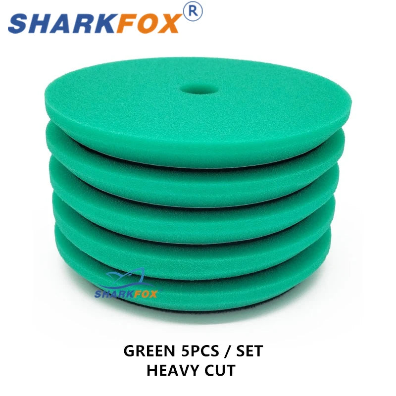 Sharkfox 5inch Polishing Pads Buffing Sponge Pad Polish Disc Smooth Foam Pads DA/RO Polisher Buffer Use for Car Beauty Auto Care