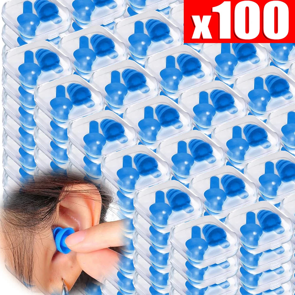 100/80/40/2PCS Reusable Silicone Ear Plugs with Plastic Case Soft Foam Waterproof Noise Cancelling Earplugs Earbuds for Sleeping