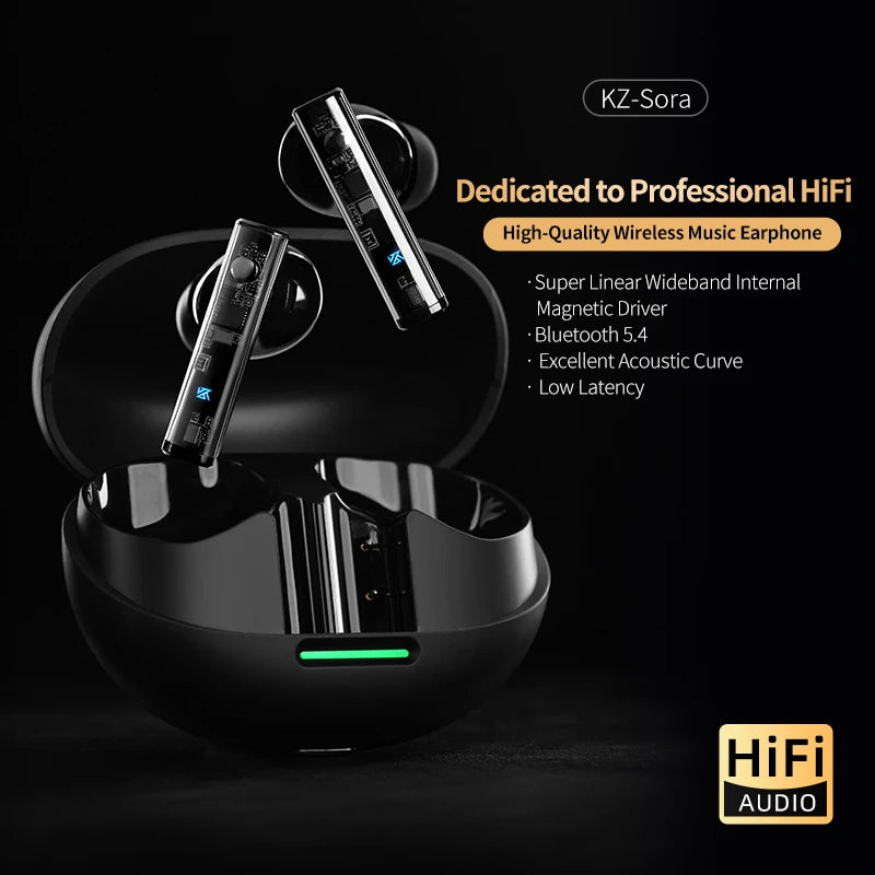 KZ Sora Bluetooth 5.4 Earphones True Wireless Sport Headphones High Quality HiFi Stereo Bass Music TWS Earbuds Gaming Headset