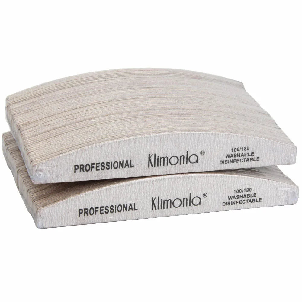 10/25/50/100Pcs/Lot Wooden Nail Files Klimonla 100/180 Grit Grey Boat Thick Sandpaper Sanding Buffer Files Beauty Tools DIY Salo