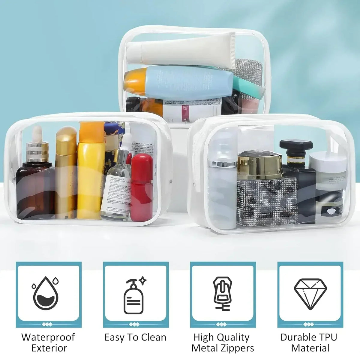 1/20pcs Transparent PVC Storage Travel Organizer Clear Makeup Bag Beautician Cosmetic Bag Beauty Case Toiletry Bag Wash Bags