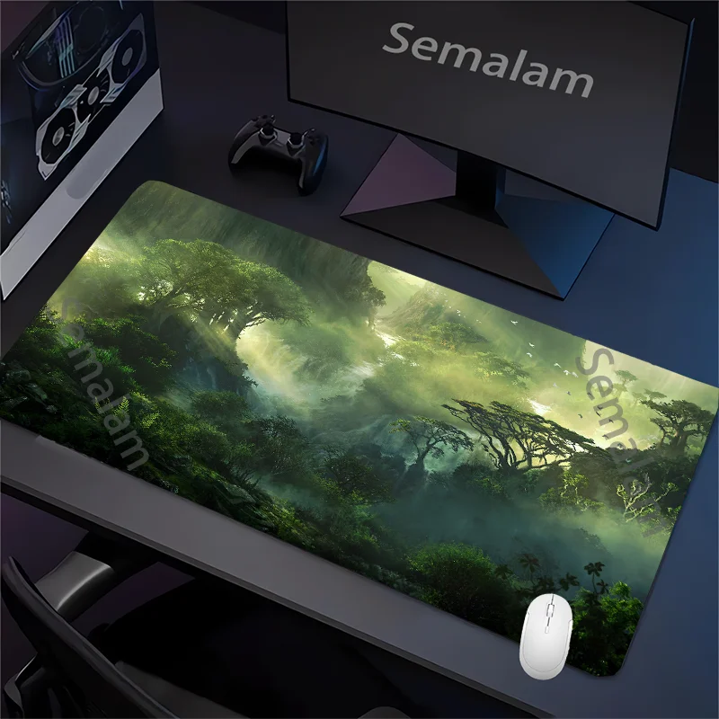 Fantasy Dark Forest Playmat Gaming Mouse Pad Non-slip Rubber Base 35x60 MTG Desk Mat Washable Pads for Game & Office Room Decor