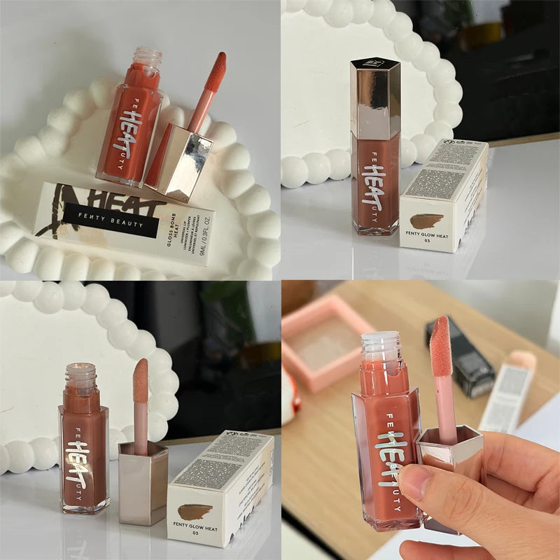 Fenty Beauty Multicolored Lip Gloss Moisturize Plumper Long-acting Lipstick Nude Pink Highlight Powder Contour Stick Makeup Set