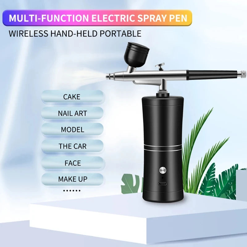 Portable Rechargeable Wireless Spray Gun with Compressor Spray Gun, Used for Facial beauty, nail Art, Tattoo, Cake Making Proces