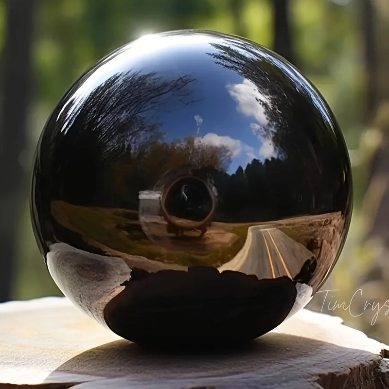 1 Obsidian and Quartz Crystal Ball | Classic Stone Ball, Suitable for Office and Home Décor,Ideal As A Birthday and Holiday Gift