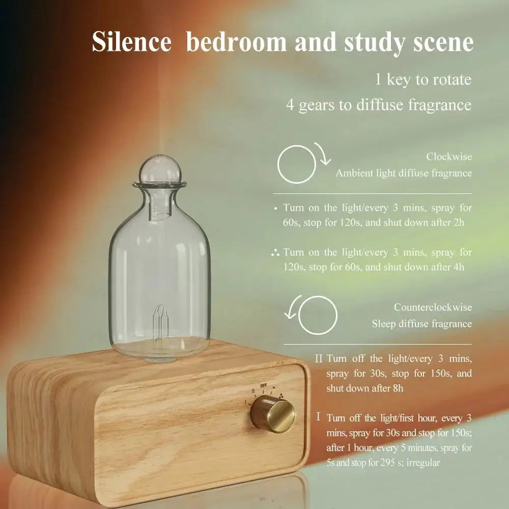 Essential Oil Diffuser Glass Air Aroma Diffuser Wood Grain Base 2600mAh Professional Machine Nebulizer For Home Office Room
