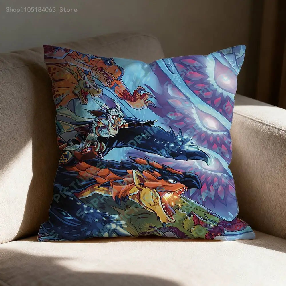 Rathalos Nargacuga M-Monster H-Hunter Pillow Case For Sofa Decor Car Office Room Printing Cushion Cover Decoration and Protector