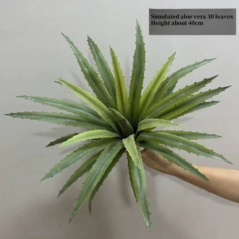 Artificial Aloe and Agave Potted Plant Tropical Desert Fake Succulent for Home Décor Desktop Office Living Room Green Decoration