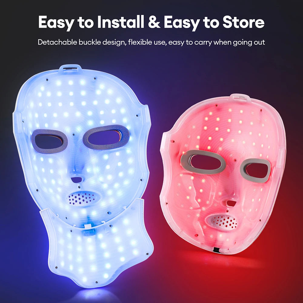 Wireless 7 Colors Photon Face Neck Beauty LED Mask Facial SPA Mask Red Light Skin Repair Skin Care Anti-Ance Tighten Anti-Aging