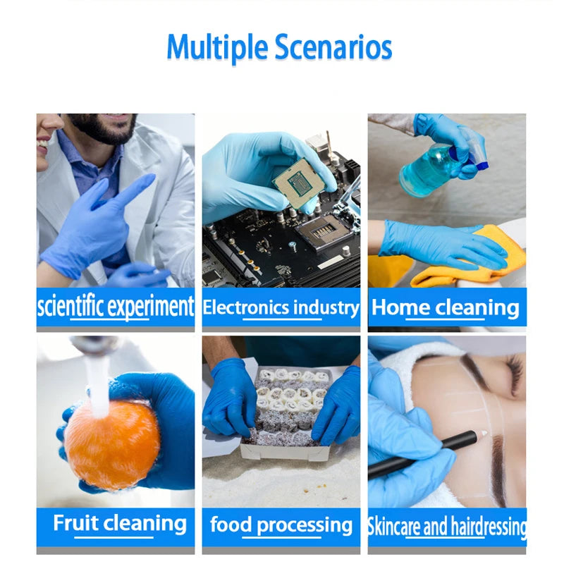 20/50/100 Pure Nitrile Gloves, Disposable Powder-Free Latex Gloves for Home Cleaning, Beauty Salons, Work, and Kitchen Use