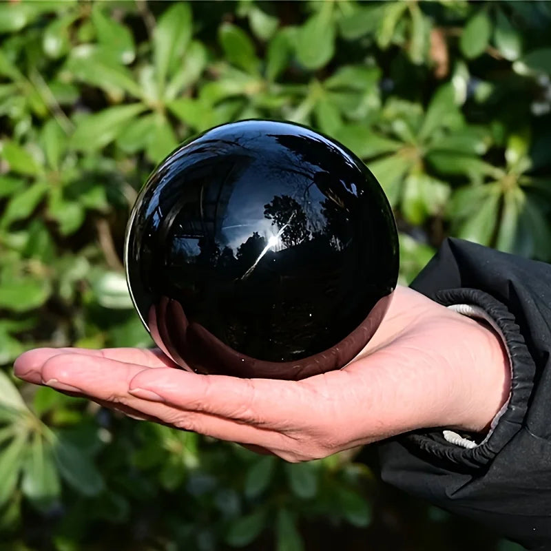 1 Obsidian and Quartz Crystal Ball | Classic Stone Ball, Suitable for Office and Home Décor,Ideal As A Birthday and Holiday Gift