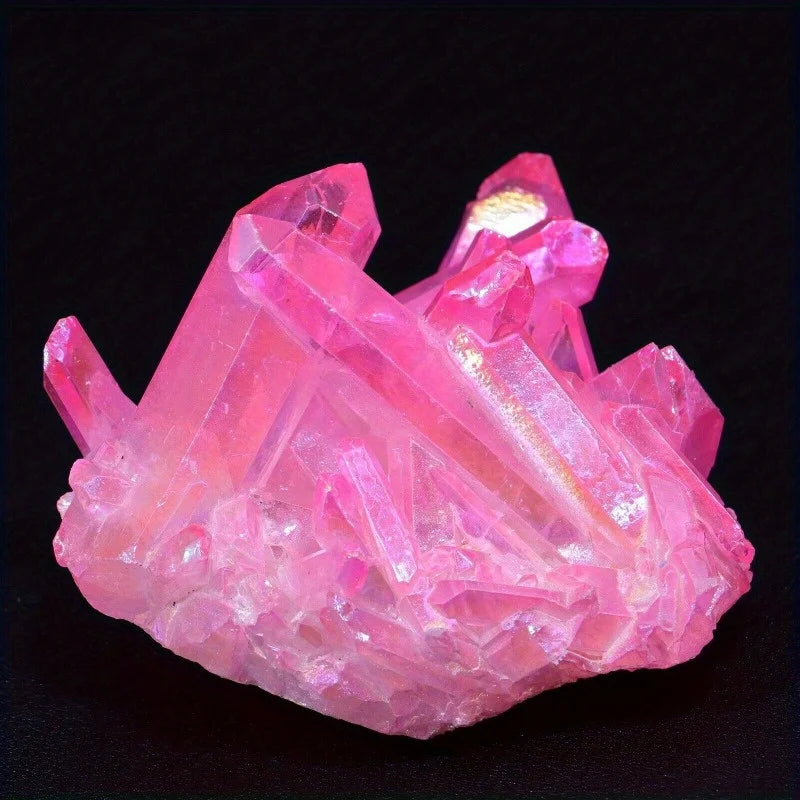 One random halo rose quartz cluster, pink crystal mineral specimen, home décor, Christmas gift, crystal gift, halo cluster.