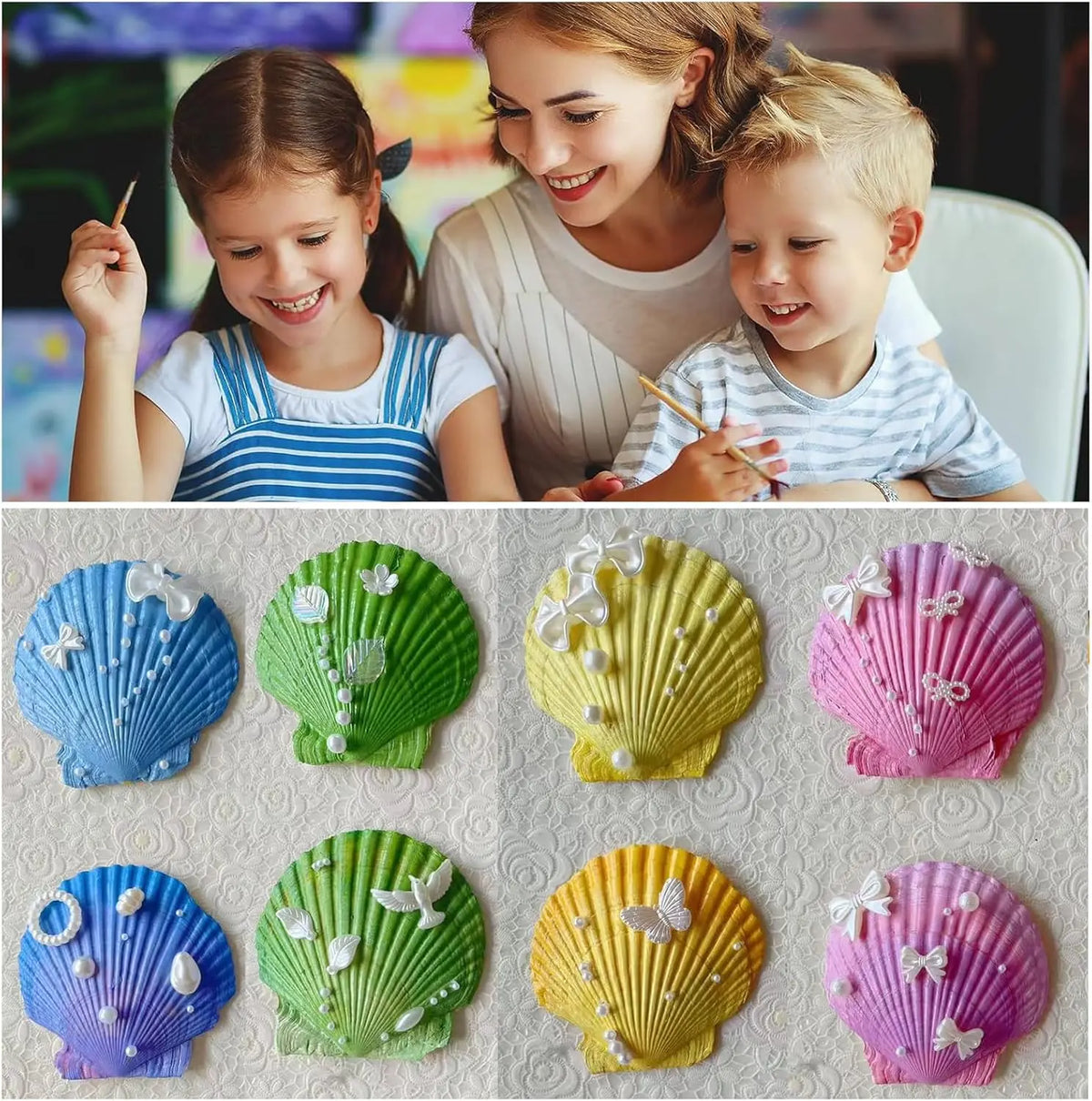Natural Scallop Shells 2.3''-3'' White Sea Shells for DIY Craft Making, Hand Painting, Ocean Themed Party and Home Décor