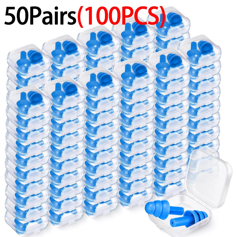 100/80/40/2PCS Reusable Silicone Ear Plugs with Plastic Case Soft Foam Waterproof Noise Cancelling Earplugs Earbuds for Sleeping