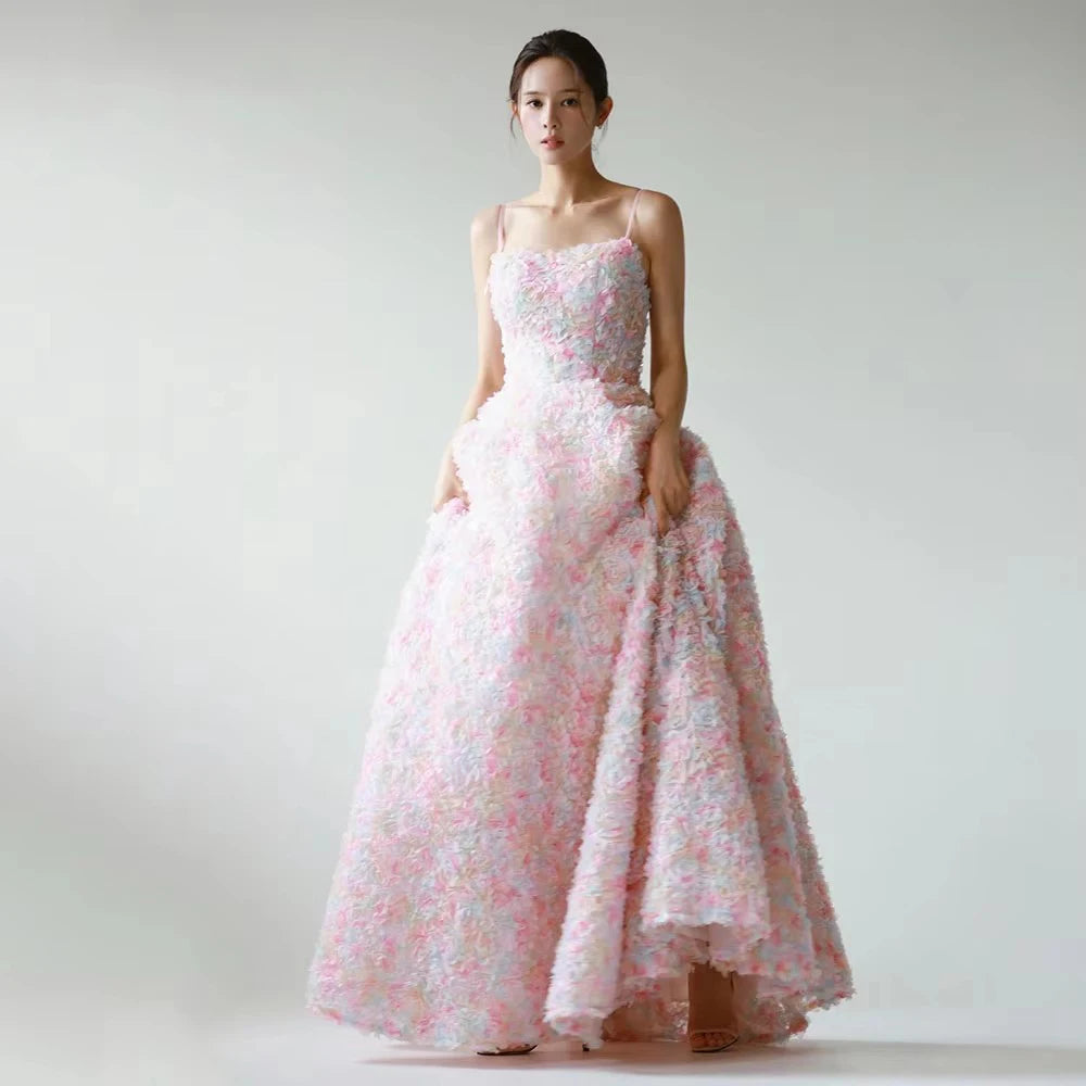 Square Collar Simple Pleat Beauty Bride Wedding Party Dress Strapless Korea 드레스 Photography Evening Dresses for Women Customized