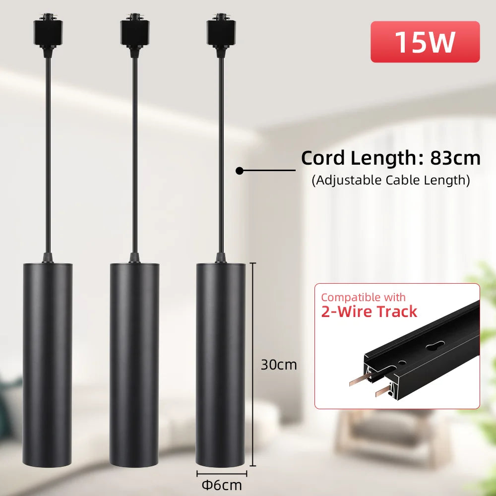 Track LED Pendant Lights Ceiling Lamp 10W/15W Spot Lights 110V 220V Rail Lighting Hanging Lamp for Kitchen Living Room Bedroom