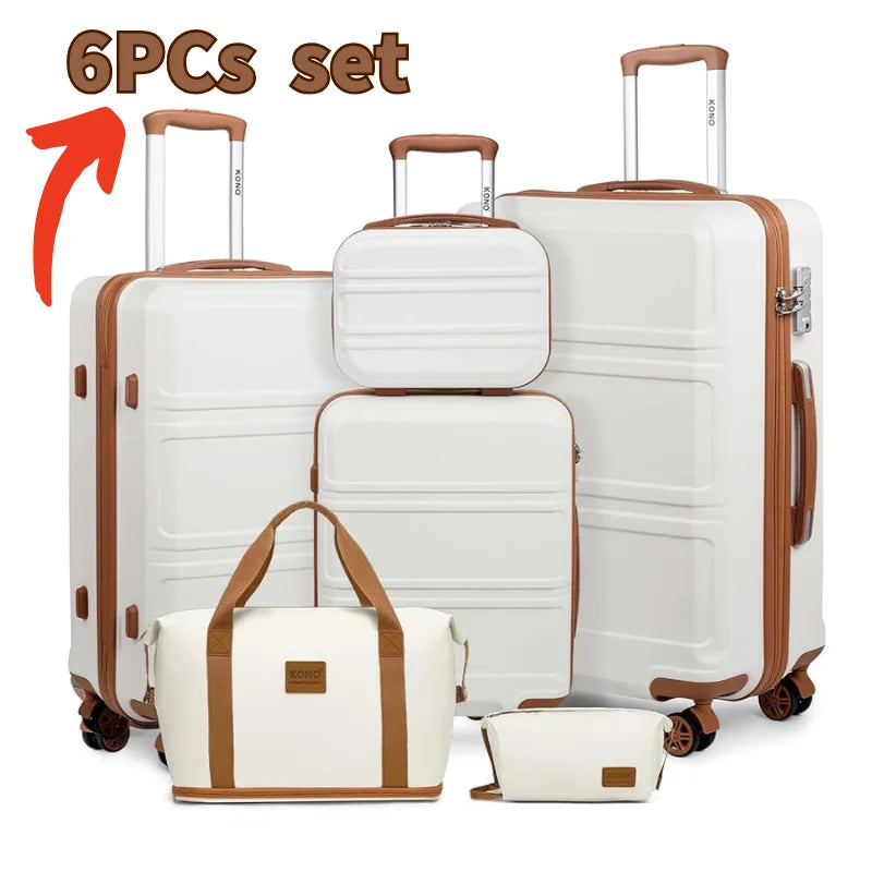 KONO 2/4/6-piece luggage set with a beauty case, cosmetics case, hand luggage, and toiletry bag – travel bag and luggage set