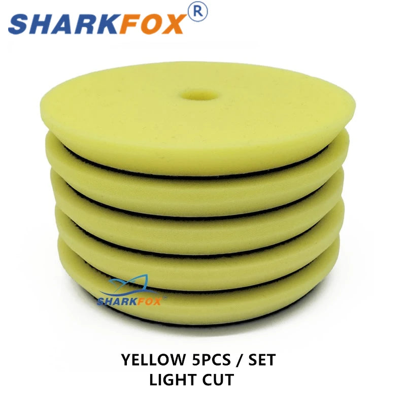 Sharkfox 5inch Polishing Pads Buffing Sponge Pad Polish Disc Smooth Foam Pads DA/RO Polisher Buffer Use for Car Beauty Auto Care