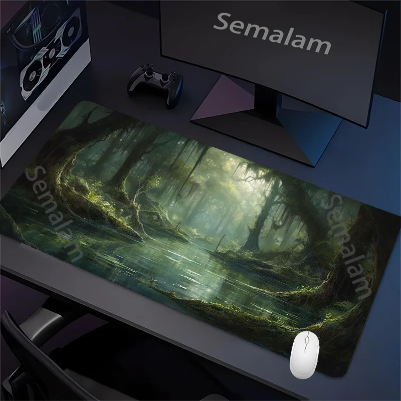 Fantasy Dark Forest Playmat Gaming Mouse Pad Non-slip Rubber Base 35x60 MTG Desk Mat Washable Pads for Game & Office Room Decor