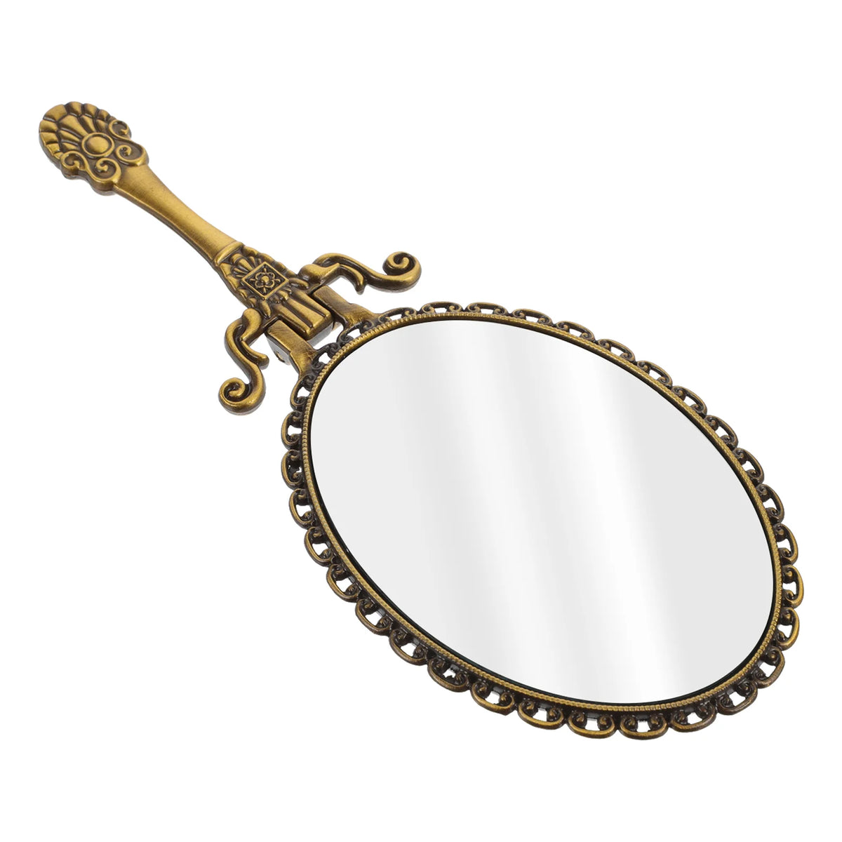 Zinc Alloy Handheld Compact Mirror Makeup Mirror With Handle Retro Hand Mirror Travel Hand Mirror Small Beauty Mirror For