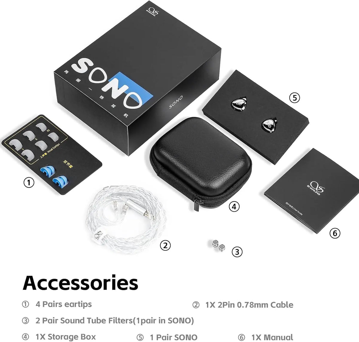 SHANLING SONO 2DD+1BA Triple Hybrid Driver In-Ear Monitor Earphone IEM Hi-Res Audio 0.78mm Interchangeable Cable Wired Earbuds