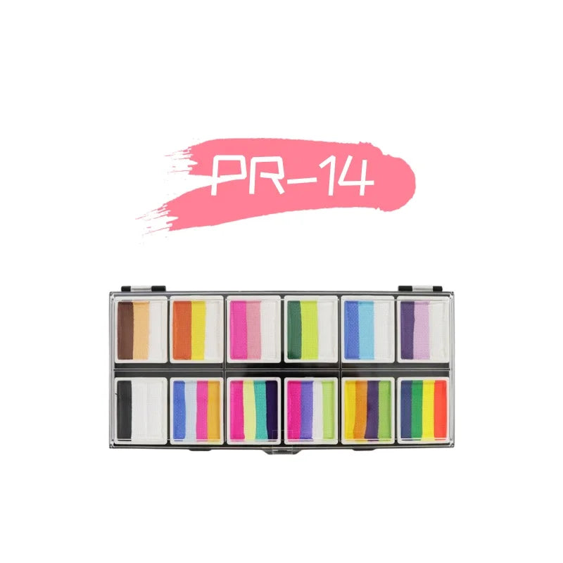 12 Color Popular Multicolor Child Body Painting Kids Face Paint Bodyart Palette Party Makeup Beauty Paint Palette With Brush Kit