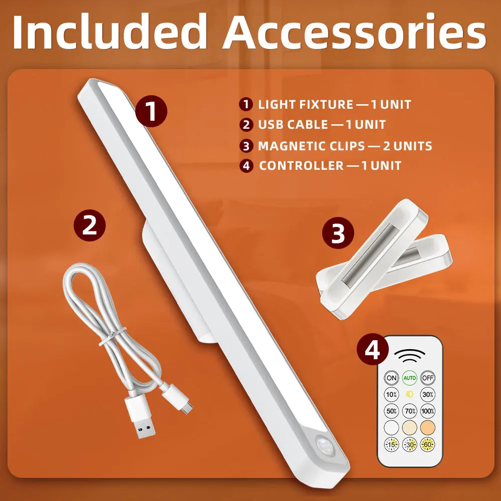 LED Cupboard Light Bar 2500mAh Remote Control Lamp Battery Display 135° Adjustable Magnetic Lighting for Makeup Mirror Bedside