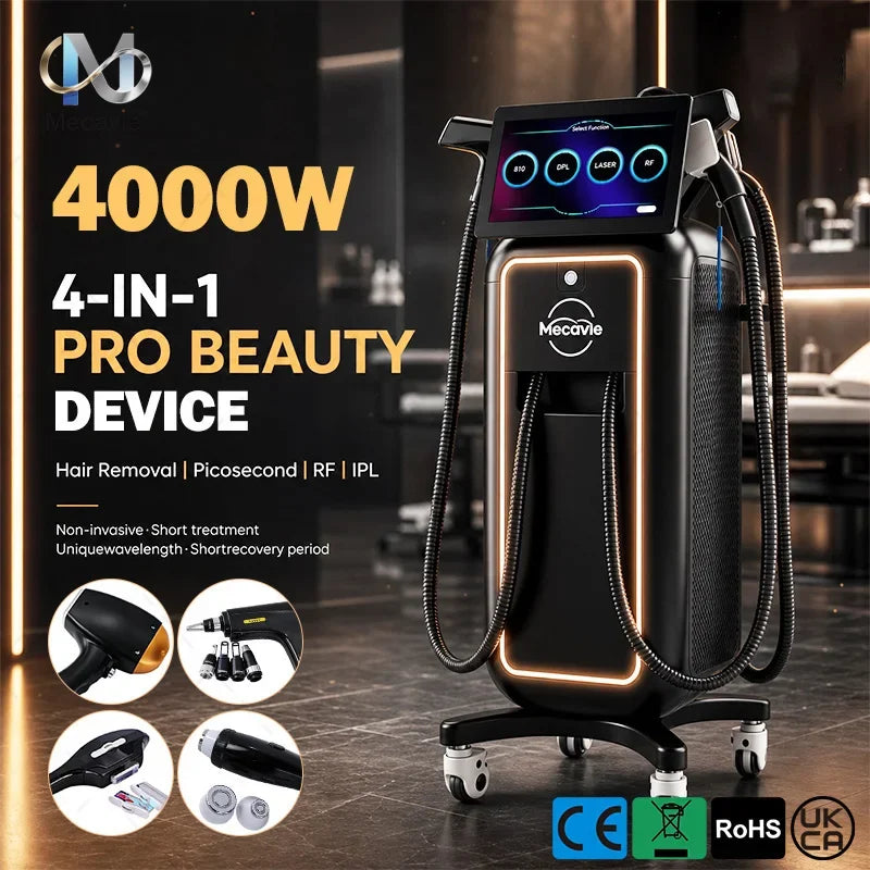 5000W 4 Waves Soprano Titanium Ice Care Device Multifunctional Painless Body Hair Removal Skin Rejuvenation 4 In 1 Beauty Device