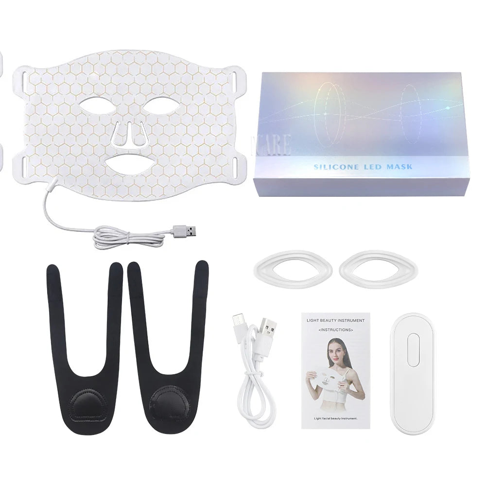 7Colors LED Face Mask with 110pcs Lamp Beads Photon Red Light Therapy Beauty Flexible Facial Masks Skin Care Tool