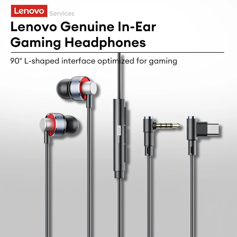 Lenovo Y100 1.2M In-Ear L-Shaped Wired Earphones Gaming Headset Ultra-Low Latency E-Sports Headphones Comfortable Sports Earbuds