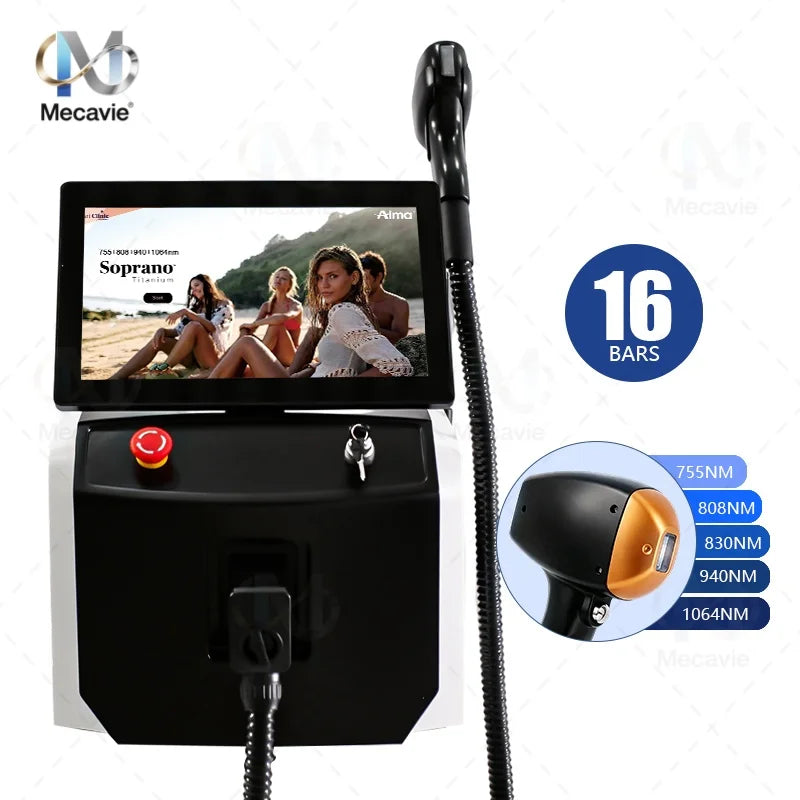 5-Wavelength Diode Laser Hair Removal Device 755/808/830/940/1064nm Ice-Cool Permanent Hair Remover for Salon Beauty Therapy