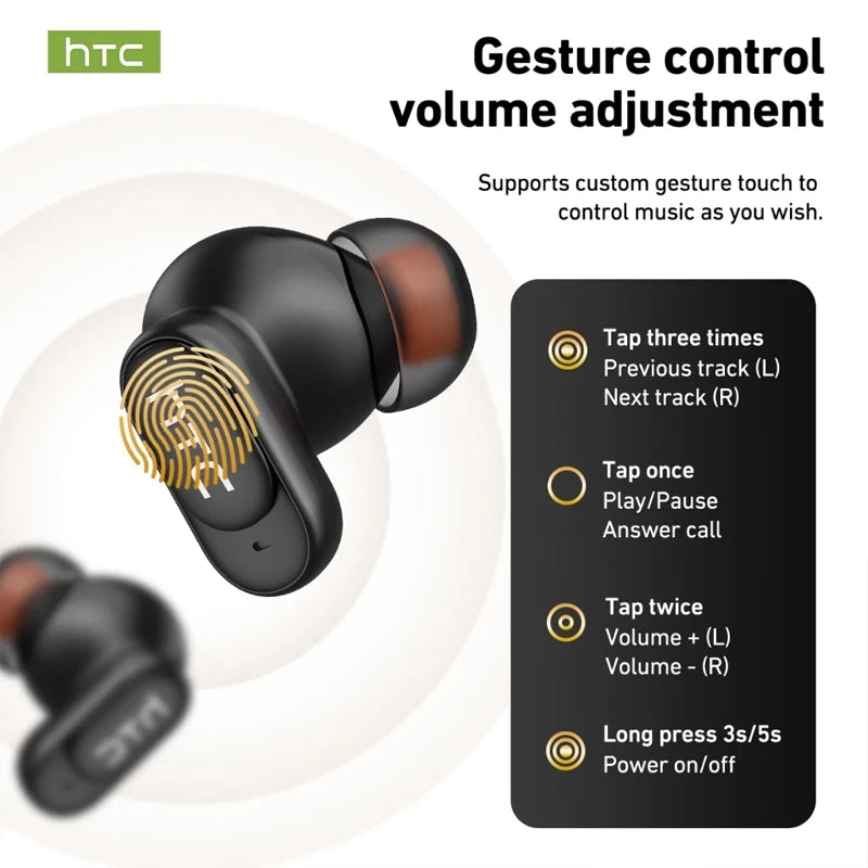 HTC NE79 TWS Bluetooth Earphones AI Translator In-Ear HiFi Sound Wireless Earbuds for Sports Headset with Clear Call Mic