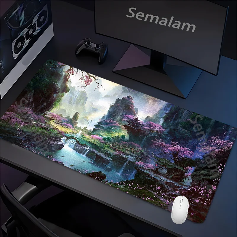 Fantasy Dark Forest Playmat Gaming Mouse Pad Non-slip Rubber Base 35x60 MTG Desk Mat Washable Pads for Game & Office Room Decor