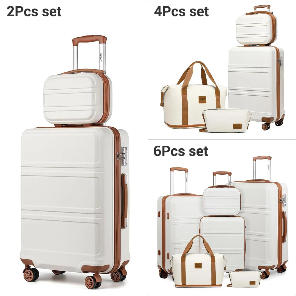 KONO 2/4/6-piece luggage set with a beauty case, cosmetics case, hand luggage, and toiletry bag – travel bag and luggage set