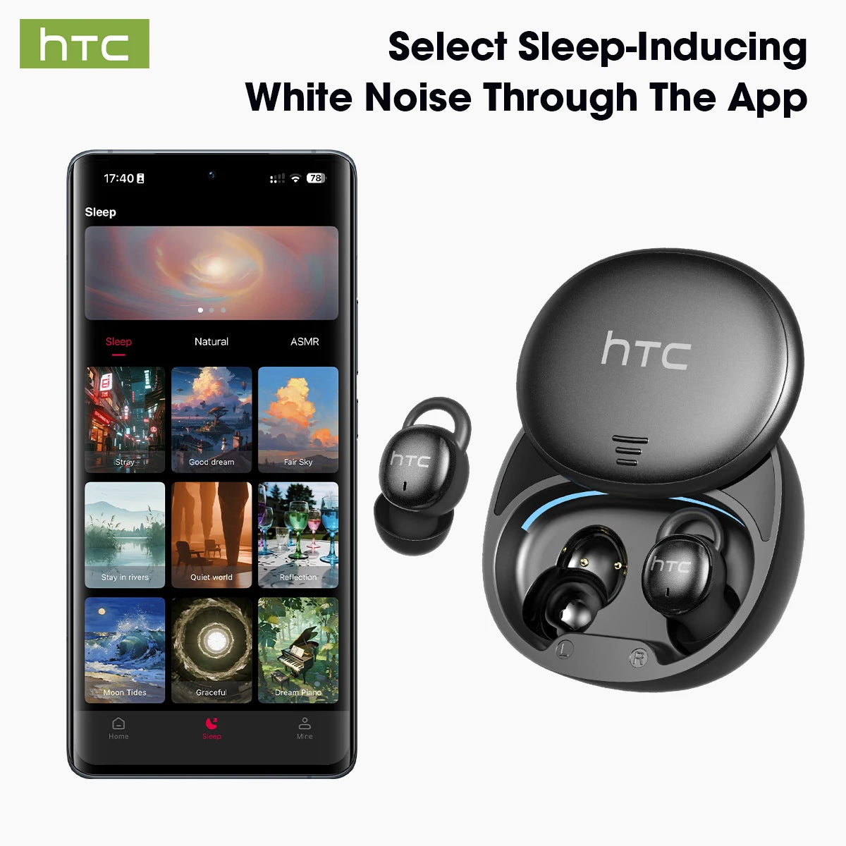HTC Sleep Earbuds Wireless Block Snoring Noise Reduction Bluetooth Headphones Dolby Lightweight for Side Sleepers Earphones