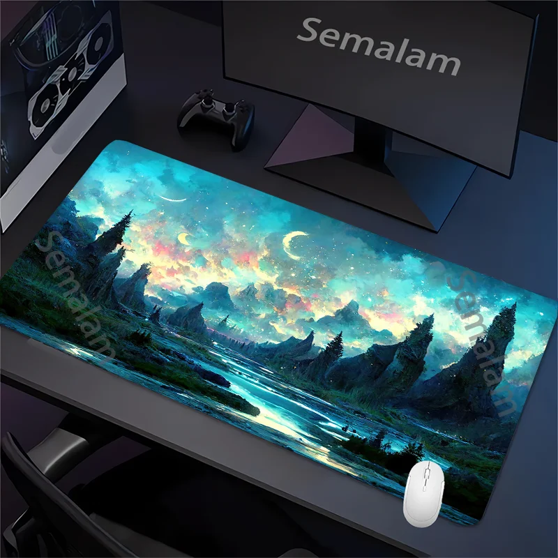 Fantasy Dark Forest Playmat Gaming Mouse Pad Non-slip Rubber Base 35x60 MTG Desk Mat Washable Pads for Game & Office Room Decor