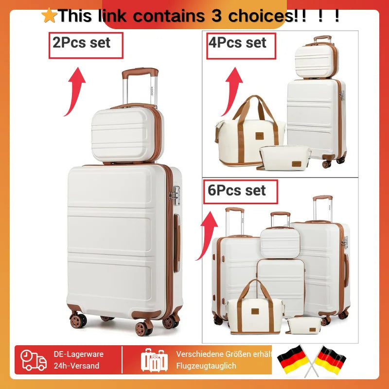 KONO 2/4/6-piece luggage set with a beauty case, cosmetics case, hand luggage, and toiletry bag – travel bag and luggage set