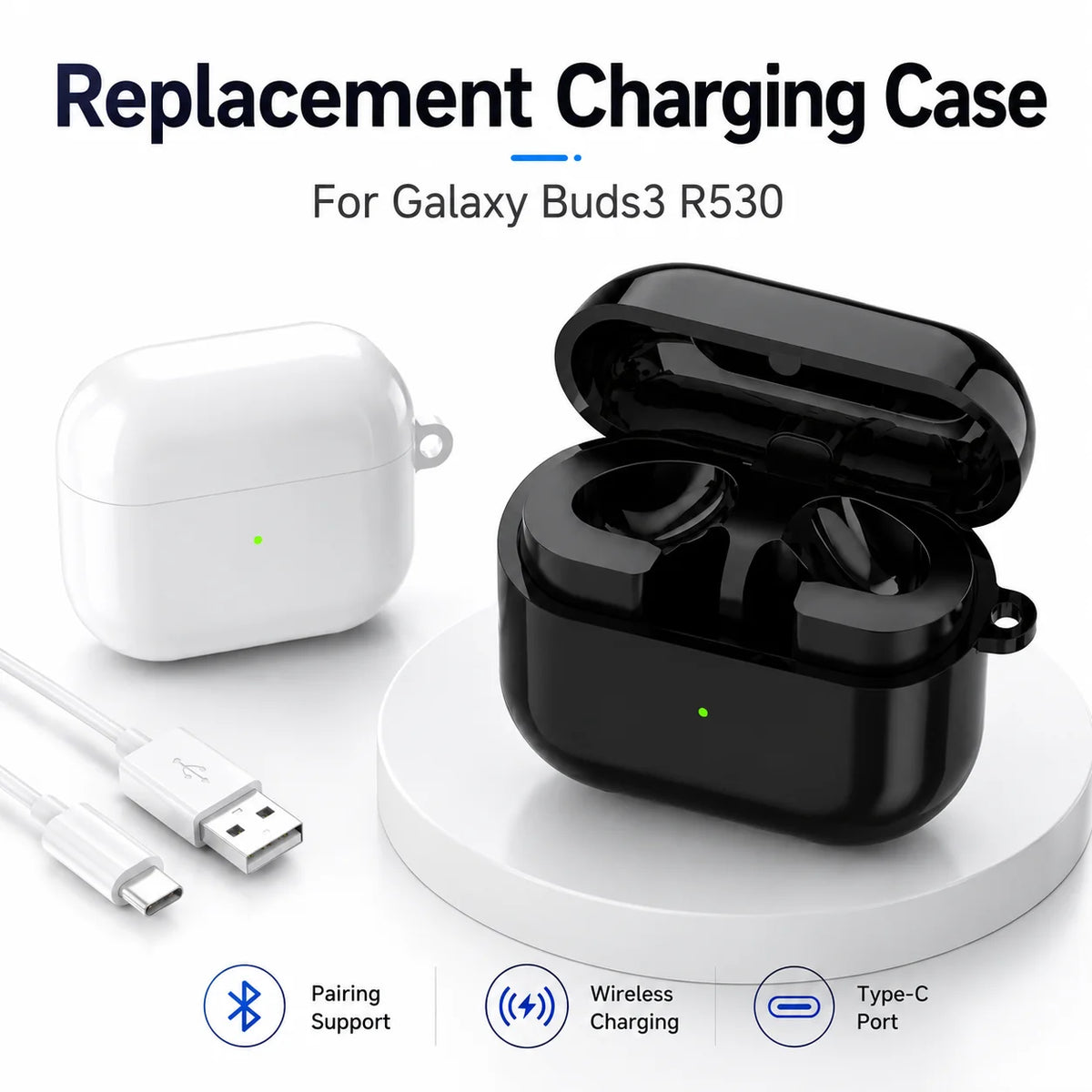 Replacement Charging Case For Galaxy Buds3 R530 Wireless Earbuds Charger Box Support Pairing Type-C LED