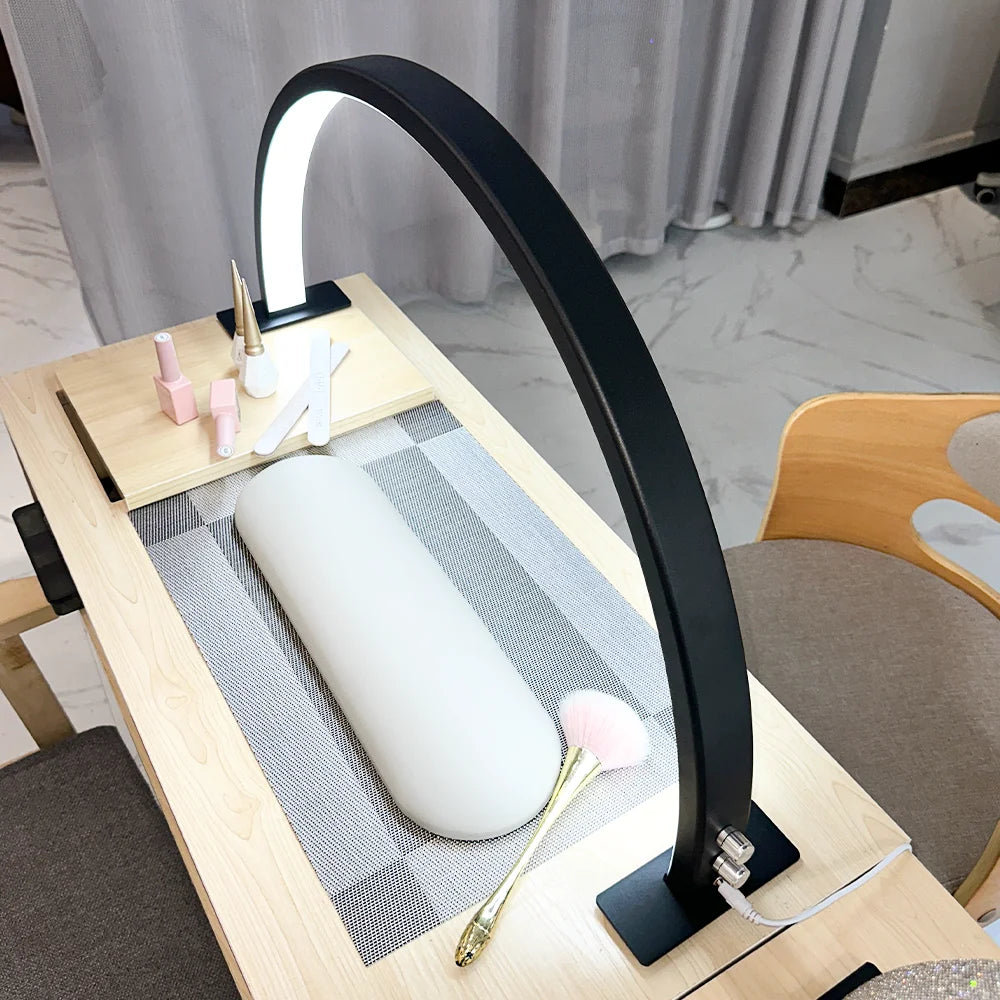 New Half Moon Lamp 50W Nail with Rotary Switch 29in Desk Nail Lamp Beauty Salon Eyelash Manicure Dimmable LED Half Moon Light