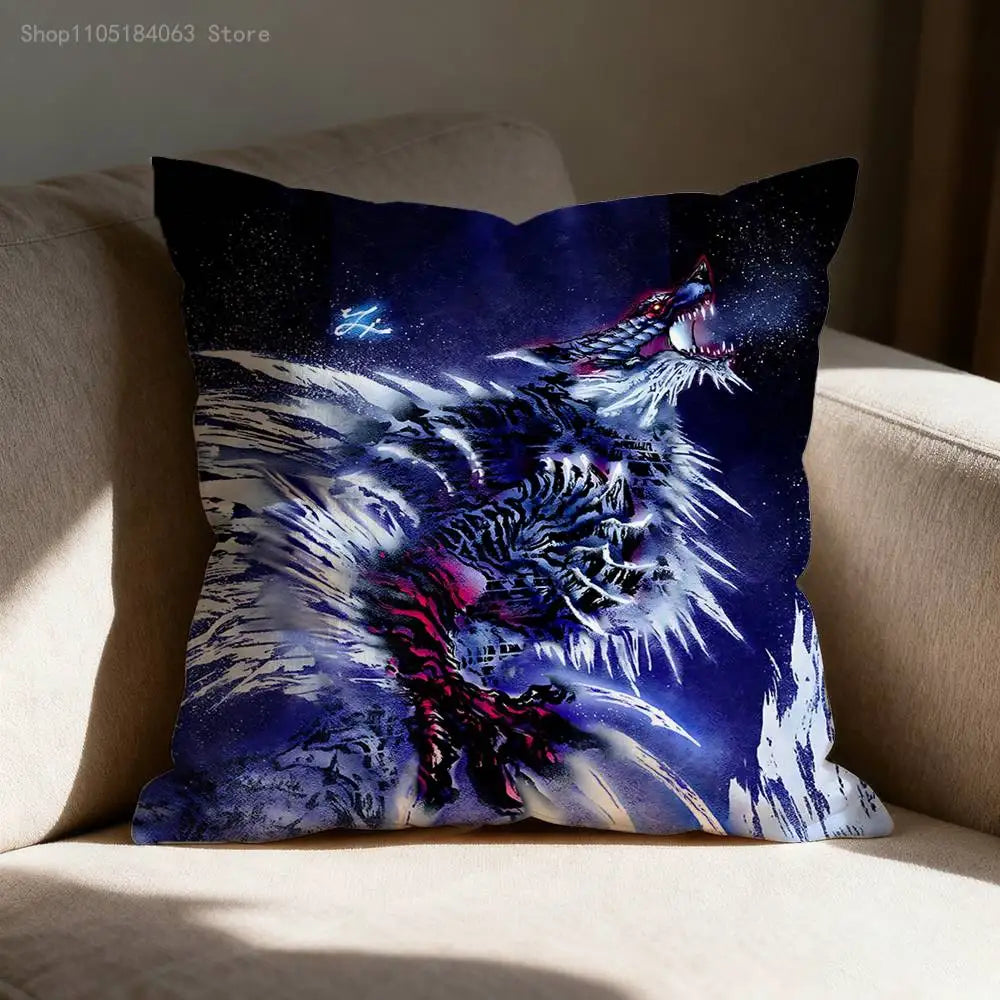 Rathalos Nargacuga M-Monster H-Hunter Pillow Case For Sofa Decor Car Office Room Printing Cushion Cover Decoration and Protector