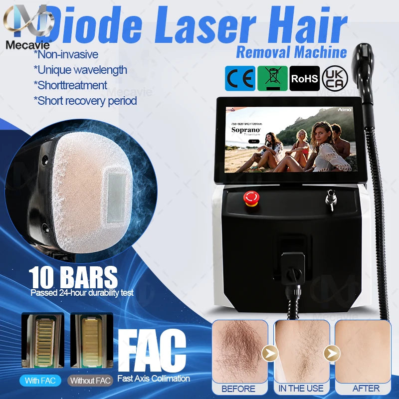 5-Wavelength Diode Laser Hair Removal Device 755/808/830/940/1064nm Ice-Cool Permanent Hair Remover for Salon Beauty Therapy