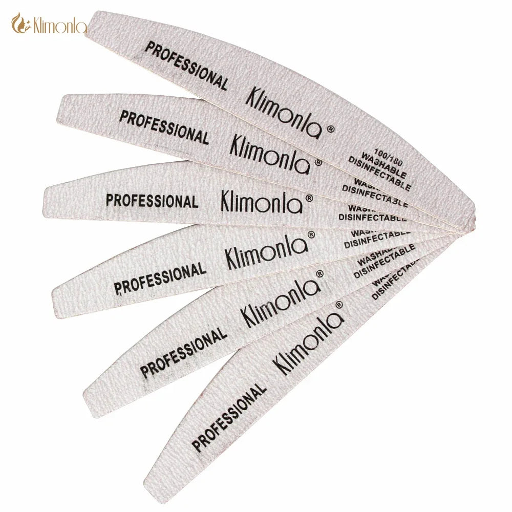 10/25/50/100Pcs/Lot Wooden Nail Files Klimonla 100/180 Grit Grey Boat Thick Sandpaper Sanding Buffer Files Beauty Tools DIY Salo