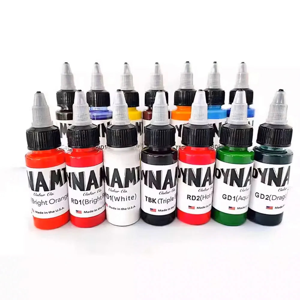 14Pcs Tattoo Ink 14 Colors Set 1 oz 30ml/Bottle Tattoo Inks Pigment Kit for 3D Makeup Beauty Skin Body Tattooing Art Painting