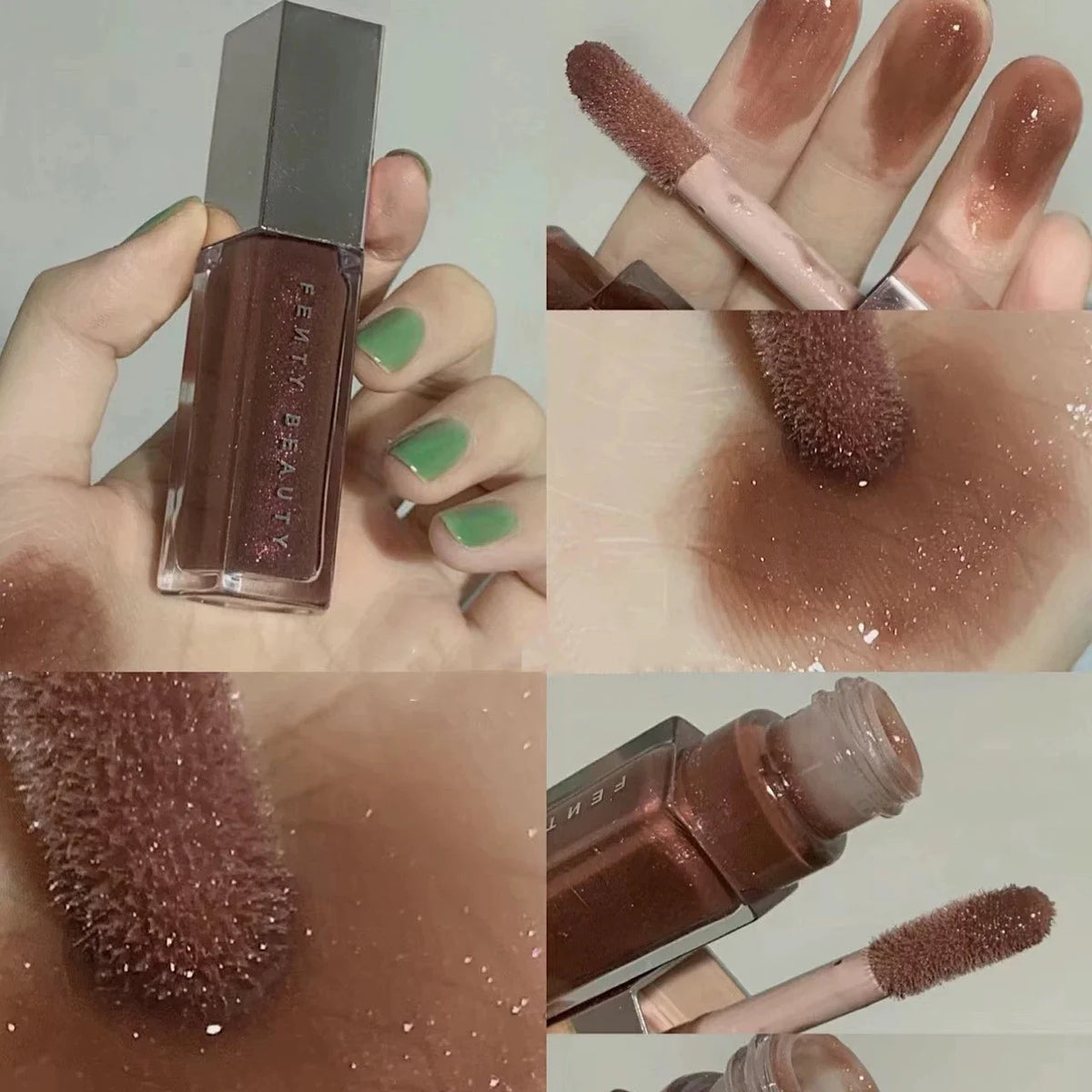 Fenty Beauty Multicolored Lip Gloss Moisturize Plumper Long-acting Lipstick Nude Pink Highlight Powder Contour Stick Makeup Set