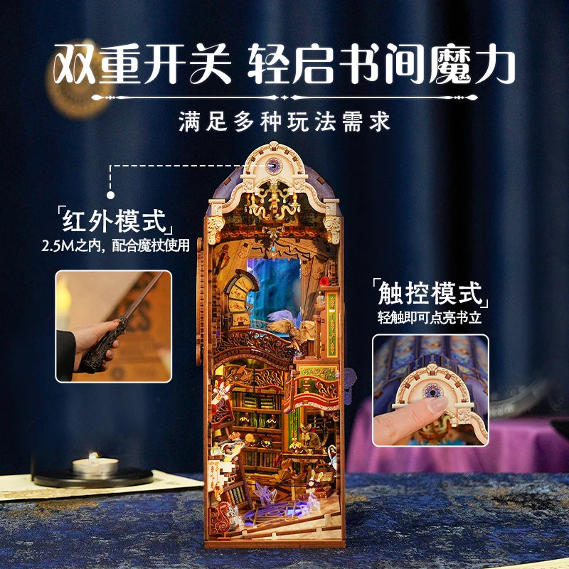 Tonecheer Beauty and The Beast Book Nook DIY Bookend Wooden Puzzle Diorama Model Kit 3D Wooden Dollhouse Decoration Birthday Toy