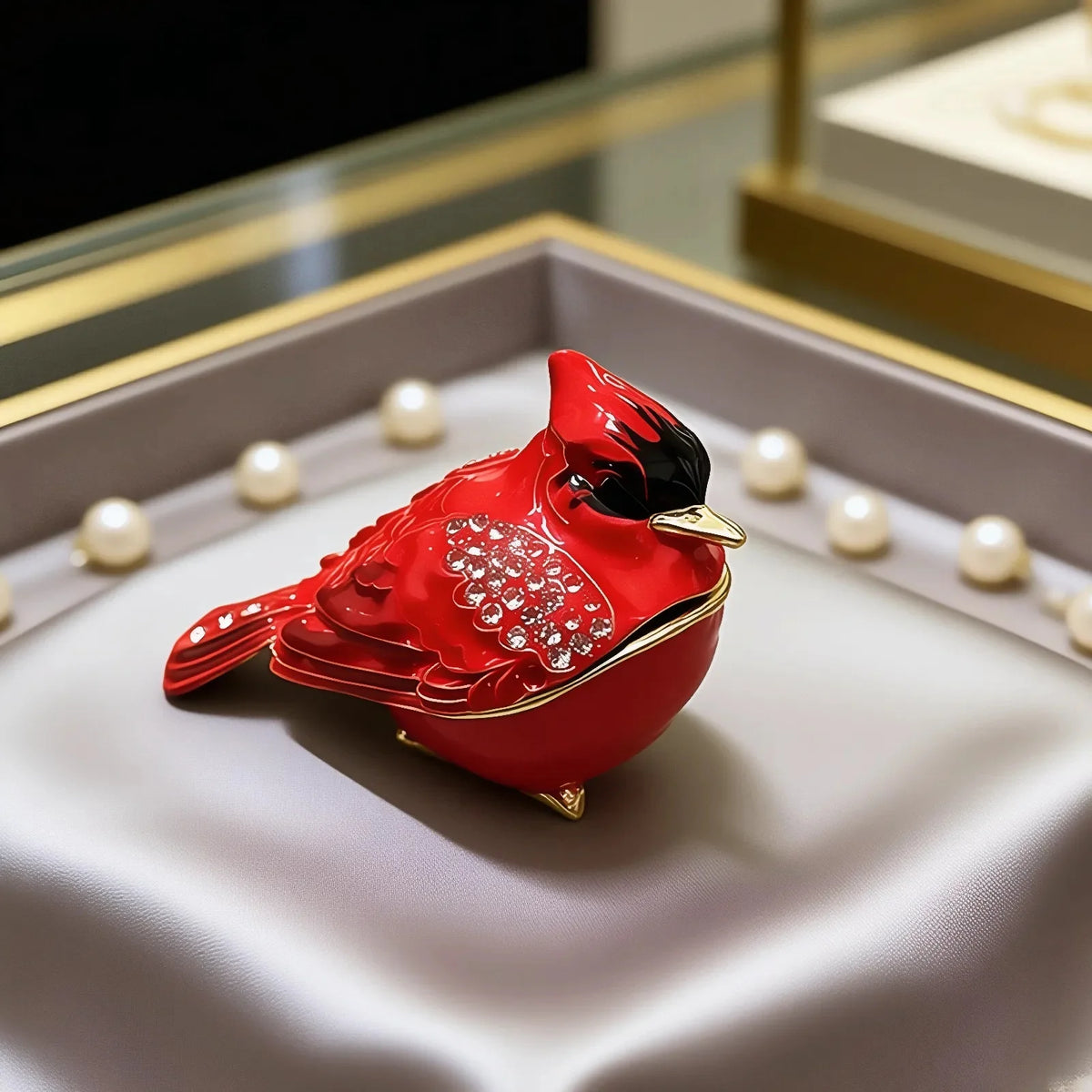 Home Décor Box, Enamelled Decorative Jar, Exquisite Hinged Jewellery Box Ideal for Easter or Valentine's Day Gifts, or as a Ring